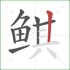 鲯的笔顺第11画：竖