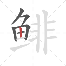 鲱的笔顺第6画：竖