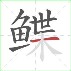 鲽的笔顺第14画：横