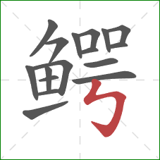 鳄的笔顺第17画:竖折折钩 鳄的笔顺第17画:竖折折钩