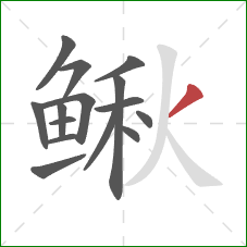 鳅的笔顺第15画:撇 鳅的笔顺第15画:撇