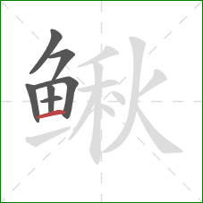 鳅的笔顺第7画:横 鳅的笔顺第7画:横