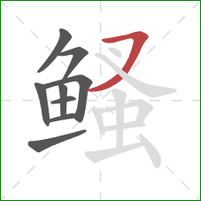 鳋的笔顺第9画:横撇 鳋的笔顺第9画:横撇