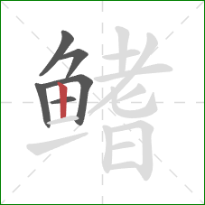 鳍的笔顺第6画:竖 鳍的笔顺第6画:竖