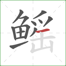 鳐的笔顺第14画:横 鳐的笔顺第14画:横