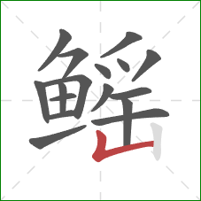 鳐的笔顺第17画:竖折 鳐的笔顺第17画:竖折