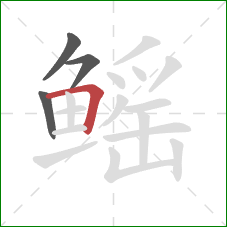 鳐的笔顺第4画:横折 鳐的笔顺第4画:横折