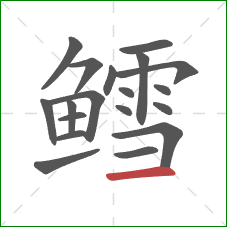 鳕的笔顺第19画:横 鳕的笔顺第19画:横