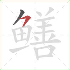 鳝的笔顺第2画:横撇 鳝的笔顺第2画:横撇