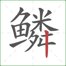 鳞的笔顺第20画：竖