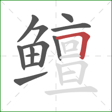 鳣的笔顺第12画:横折 鳣的笔顺第12画:横折