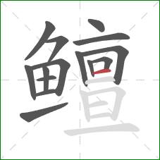 鳣的笔顺第15画:横 鳣的笔顺第15画:横
