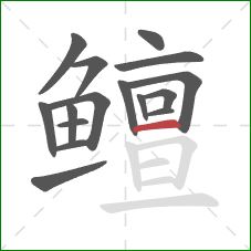 鳣的笔顺第16画:横 鳣的笔顺第16画:横