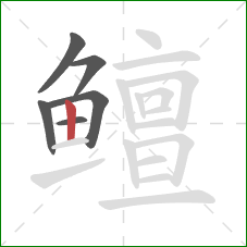 鳣的笔顺第6画:竖 鳣的笔顺第6画:竖
