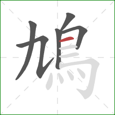 鳩的笔顺第6画：横