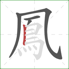 鳳的笔顺第5画:竖 鳳的笔顺第5画:竖