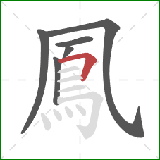 鳳的笔顺第6画:横折 鳳的笔顺第6画:横折