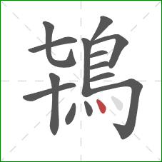 鴇的笔顺第14画：点