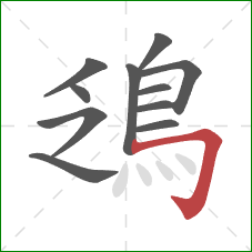 鴔的笔顺第11画：横折钩