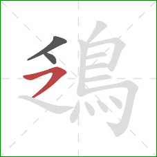 鴔的笔顺第3画：横撇