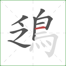 鴔的笔顺第9画：横