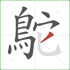 鴕的笔顺第15画:撇 鴕的笔顺第15画:撇