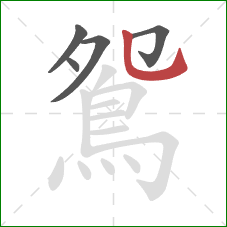 鴛的笔顺第5画:竖弯钩 鴛的笔顺第5画:竖弯钩