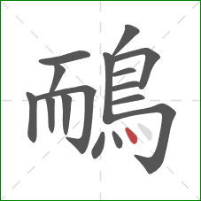 鴯的笔顺第16画:点 鴯的笔顺第16画:点