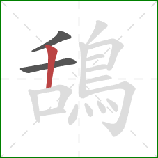 鴰的笔顺第3画:竖 鴰的笔顺第3画:竖