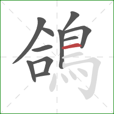 鴿的笔顺第11画:横 鴿的笔顺第11画:横