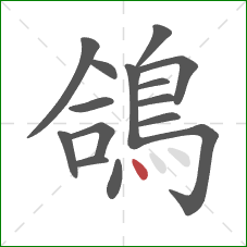 鴿的笔顺第15画:点 鴿的笔顺第15画:点