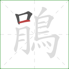 鵑的笔顺第3画：横
