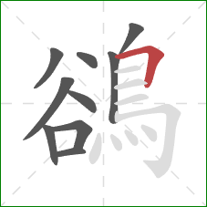 鵒的笔顺第10画:横折 鵒的笔顺第10画:横折