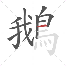 鵝的笔顺第12画:横 鵝的笔顺第12画:横