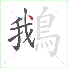 鵝的笔顺第7画:点 鵝的笔顺第7画:点