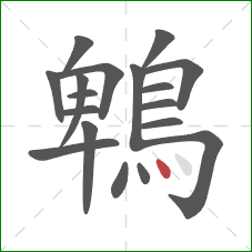 鵯的笔顺第18画:点 鵯的笔顺第18画:点