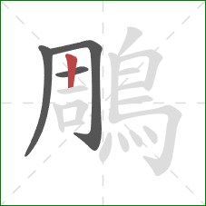 鵰的笔顺第4画:竖 鵰的笔顺第4画:竖