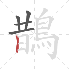 鵲的笔顺第5画:竖 鵲的笔顺第5画:竖