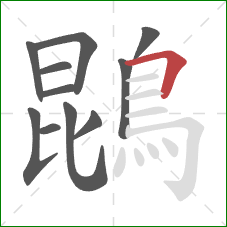 鵾的笔顺第11画:横折 鵾的笔顺第11画:横折