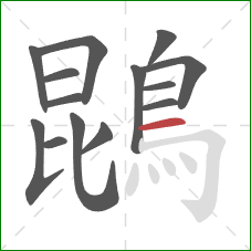 鵾的笔顺第14画:横 鵾的笔顺第14画:横