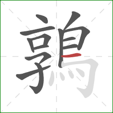 鶉的笔顺第14画:横 鶉的笔顺第14画:横