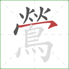 鶯的笔顺第10画:横钩 鶯的笔顺第10画:横钩