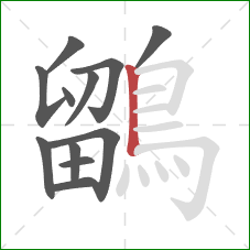 鶹的笔顺第12画:竖 鶹的笔顺第12画:竖