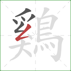 鷄的笔顺第6画:撇折 鷄的笔顺第6画:撇折