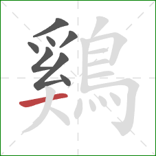 鷄的笔顺第8画:横 鷄的笔顺第8画:横