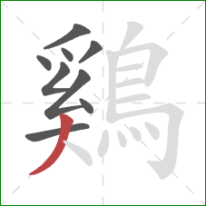 鷄的笔顺第9画:撇 鷄的笔顺第9画:撇