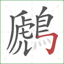 鷉的笔顺第17画:横折钩 鷉的笔顺第17画:横折钩