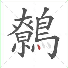 鷯的笔顺第21画:点 鷯的笔顺第21画:点
