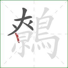 鷯的笔顺第6画:竖 鷯的笔顺第6画:竖