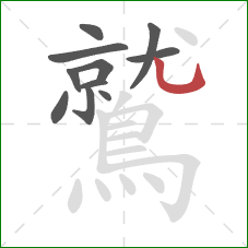 鷲的笔顺第11画:竖弯钩 鷲的笔顺第11画:竖弯钩